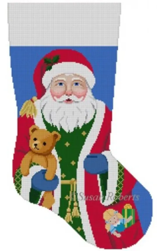 3258 Santa With Teddy Bear Stocking 1