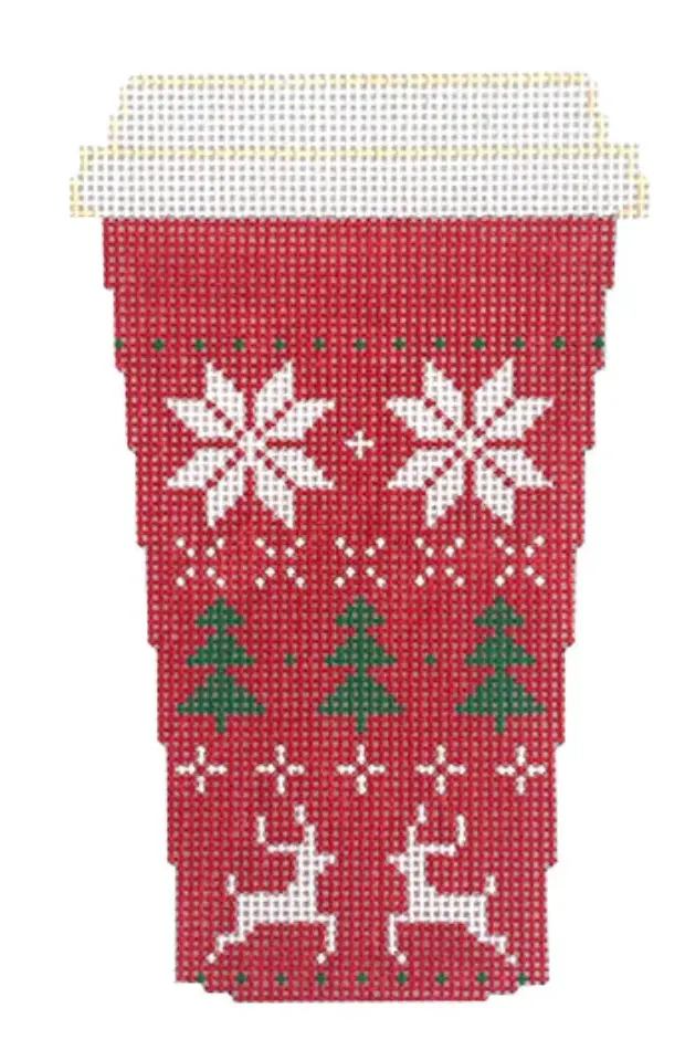 Rd239 Red Fair Isle Coffee Cup 1