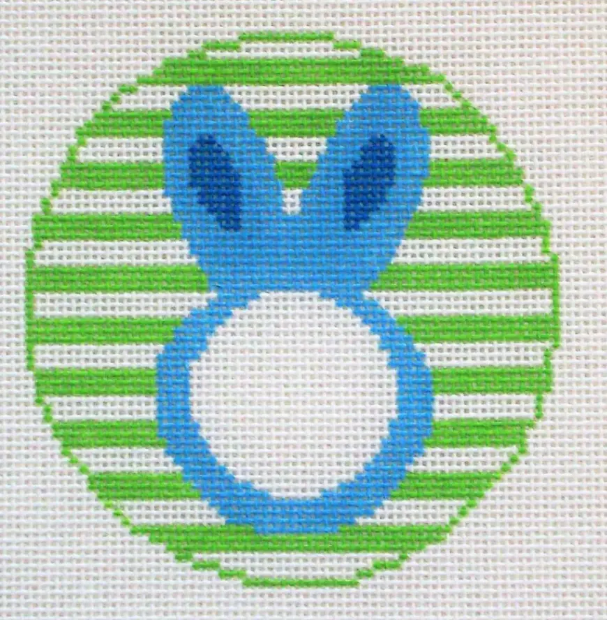 Rd091b Bunny Monogram Round - Blue 1