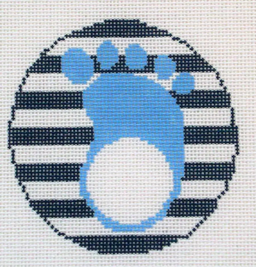 Rd099b Footprint Monogram Round - Blue 1