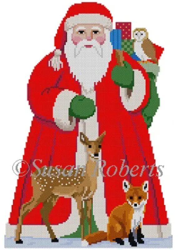 3392 Santa With Baby Forest Animals Tree Topper 2
