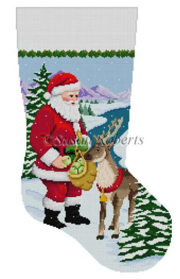 0119 Santa Feeding Apples To Reindeer Stocking 1