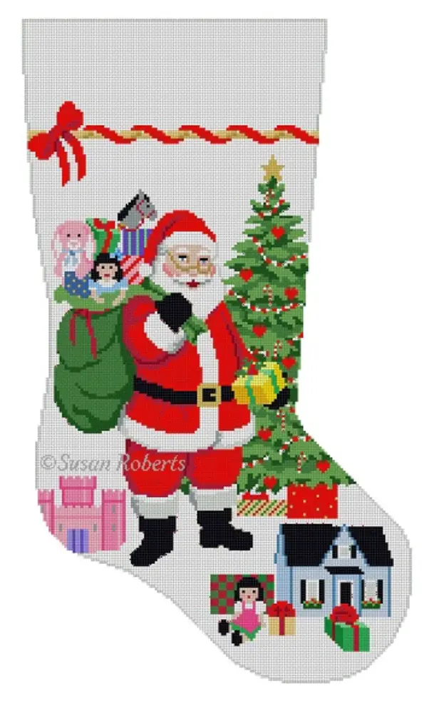 3267 Santa Gifting Girl Toys Stocking 1