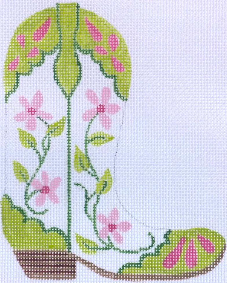 Cb-04R Pink And Green Floral Cowboy Boot 1