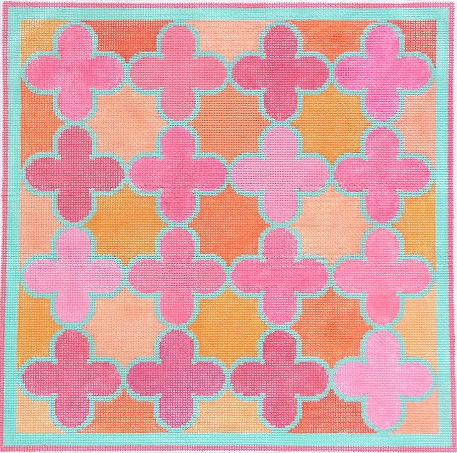Pl-139 Moroccan Tiles - Quatrefoils In Pinks And Oranges 1