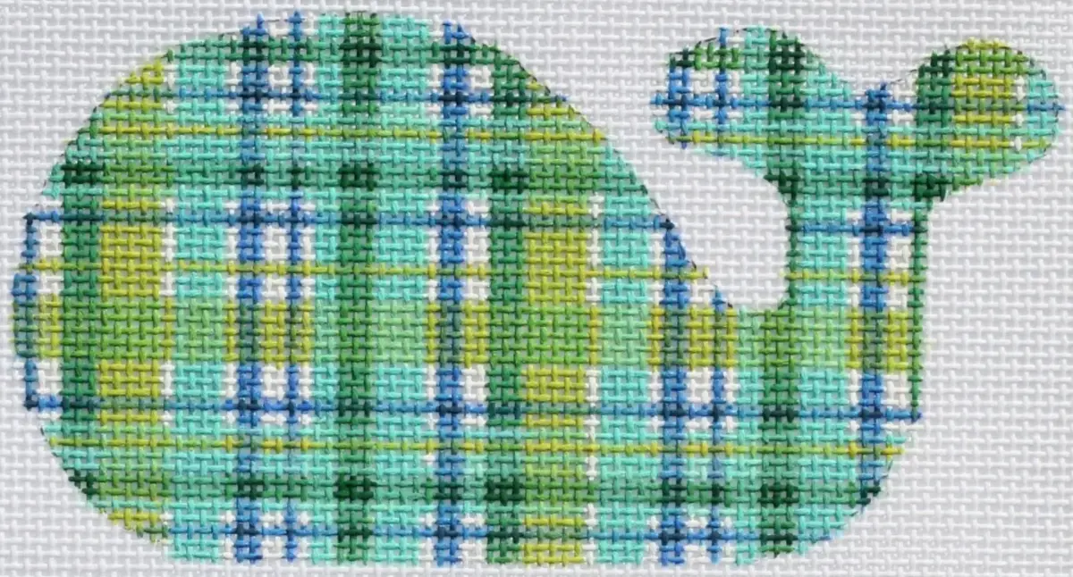 Om-34 Bright Blue And Green Madras Plaid Mini Whale 1