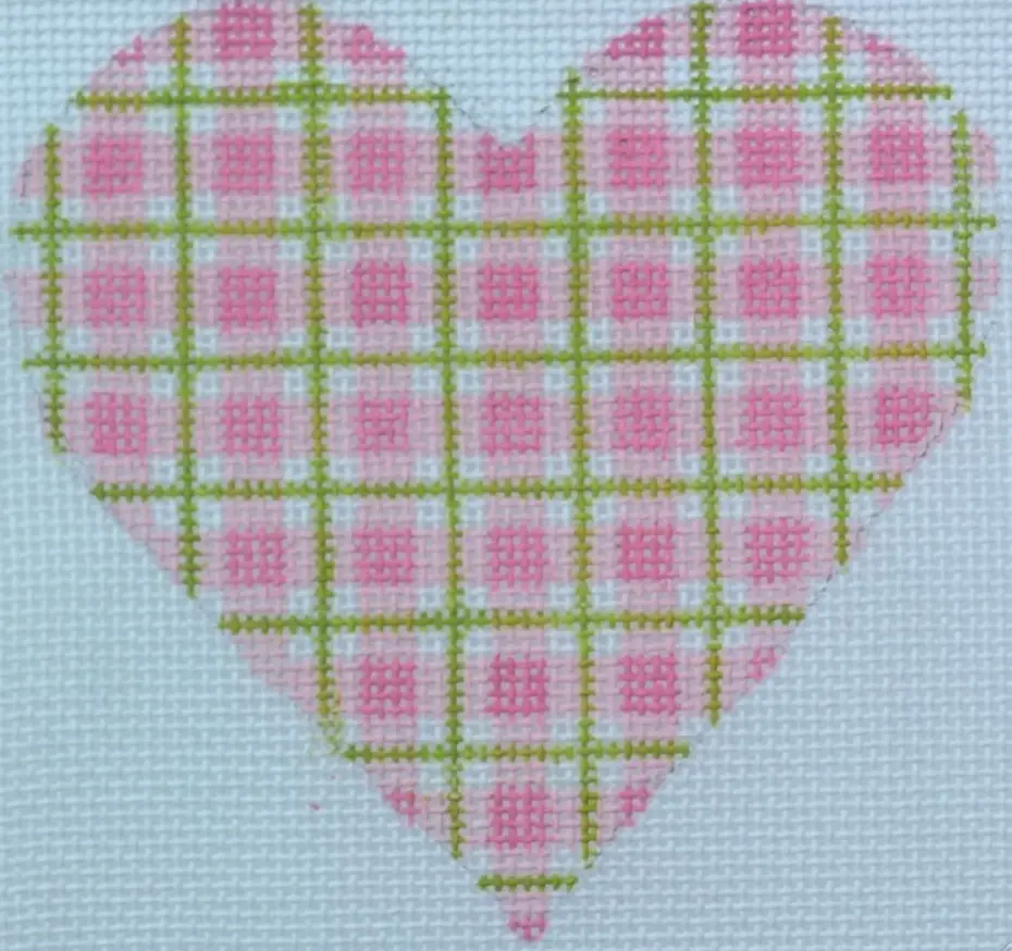 Om-13 Pink And Lime Plaid Mini Heart 1