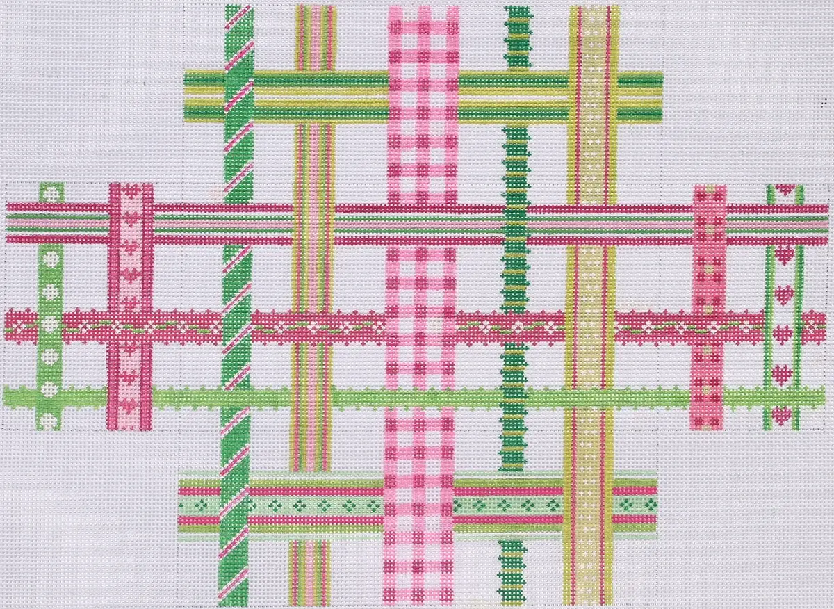 Br-02 Pink And Green Woven Ribbons Brick Cover 1