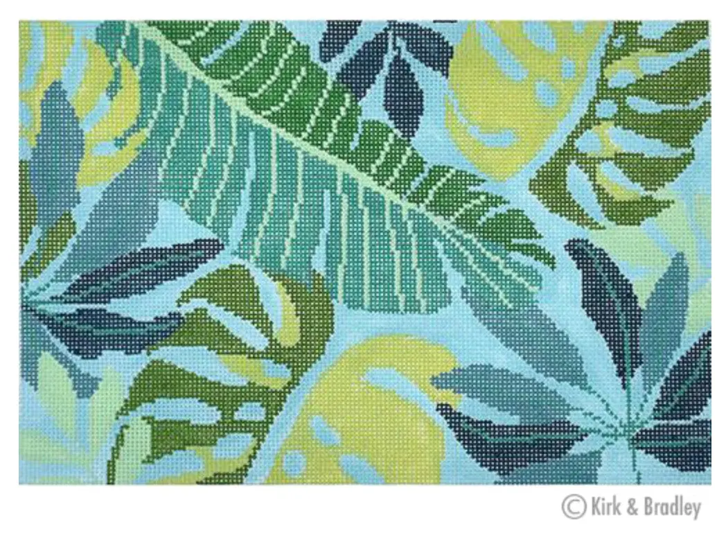 Kb1404 Tropical Leaves Clutch - Blue 1