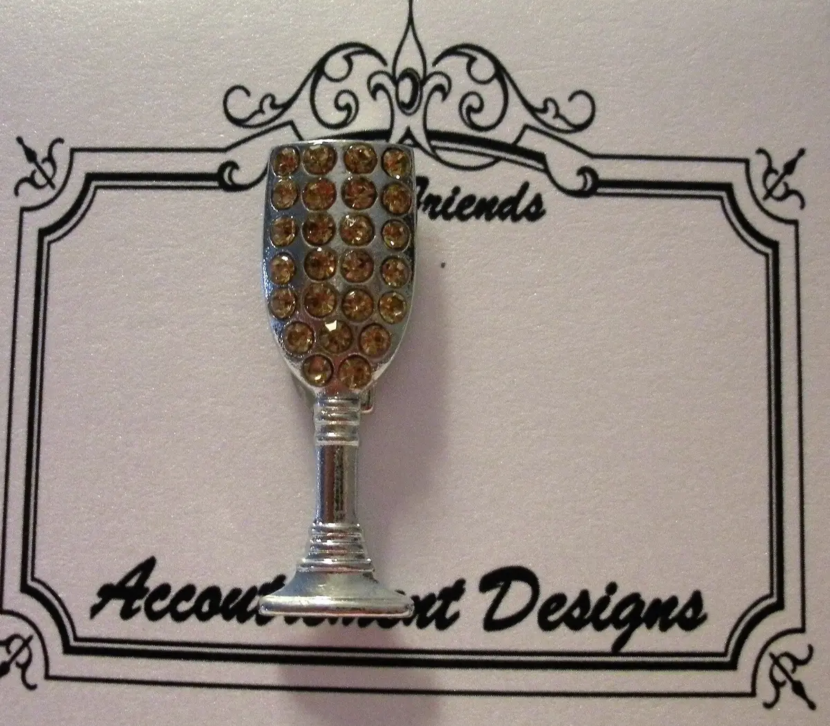 Crystal Champagne Glass Needleminder Magnet 1