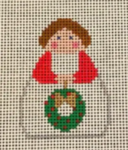 Si165-28 Red And White Angel With Wreath 1