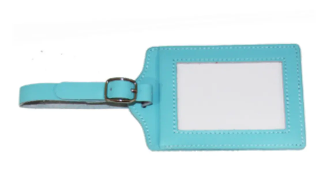 Leather Luggage Tag - Aqua 1
