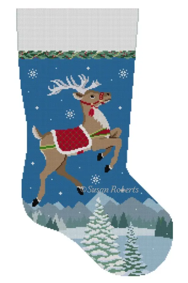 3272 Reindeer Flying Stocking 1