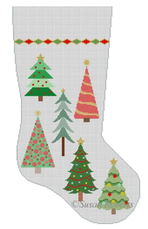 3274 Christmas Trees Stocking 1