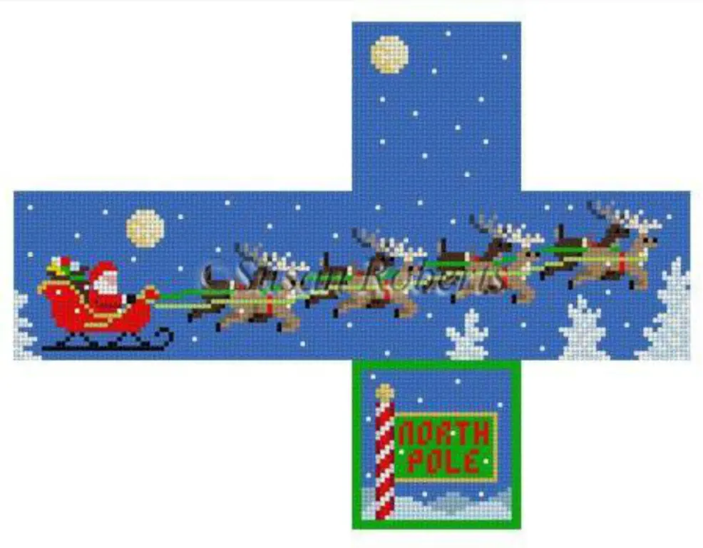 5221-18 Sleigh Flight 3D Cube Ornament 1