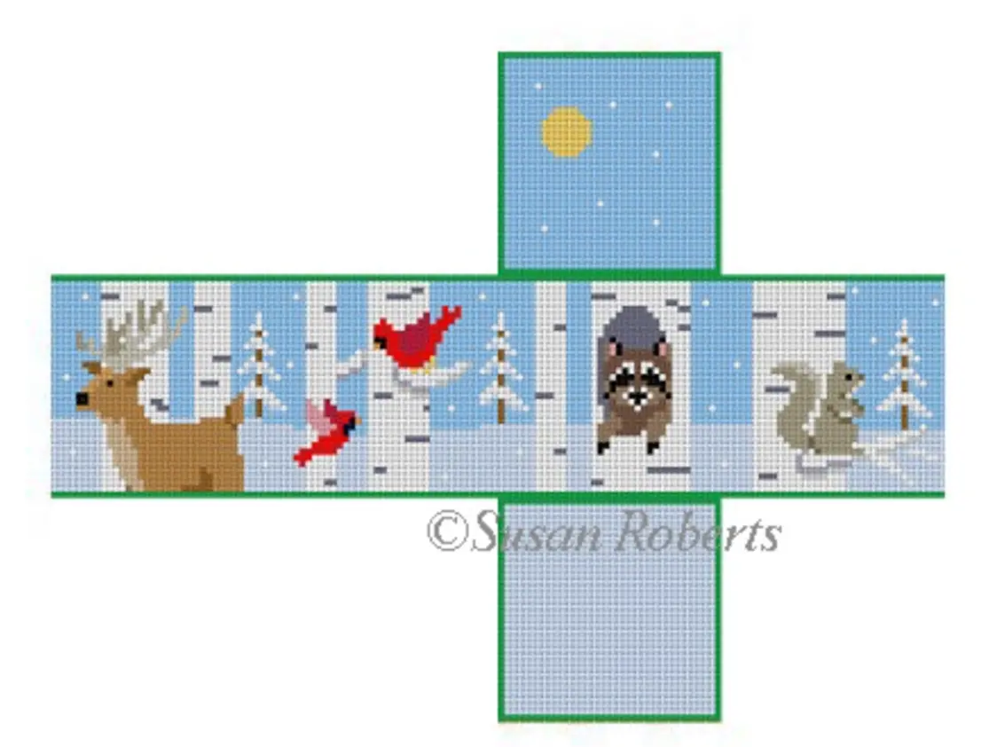 5346 Birch Tree Neighbor 3D Cube Ornament 1