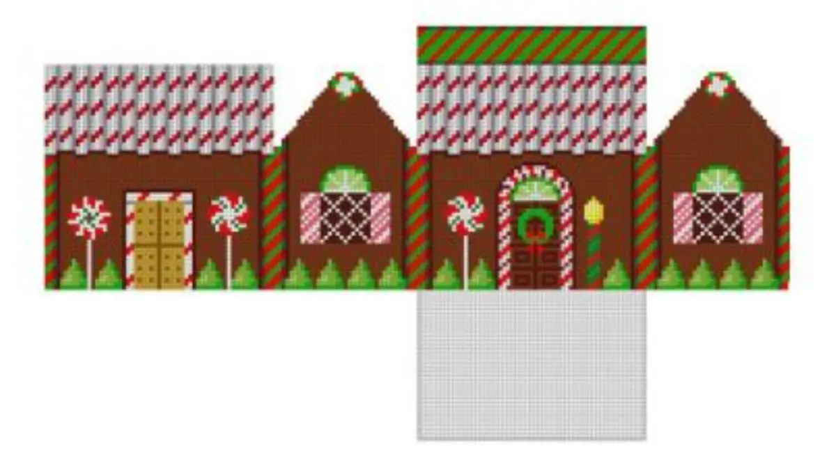 0220-18 Chocolate And Peppermint Sticks 3D Gingerbread House 1