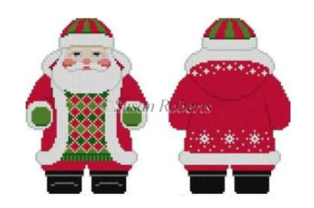 1224 Snowflake Red Jacket Santa - 2 Sided 1
