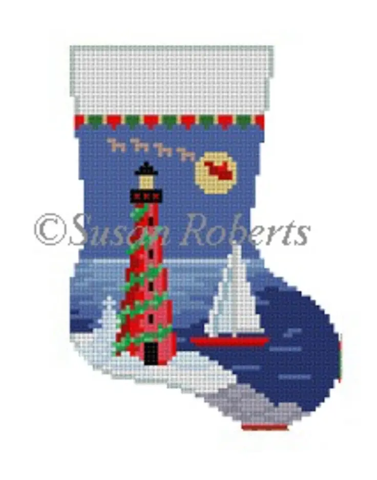 5455 Lighthouse And Sailboat Mini Stocking 1