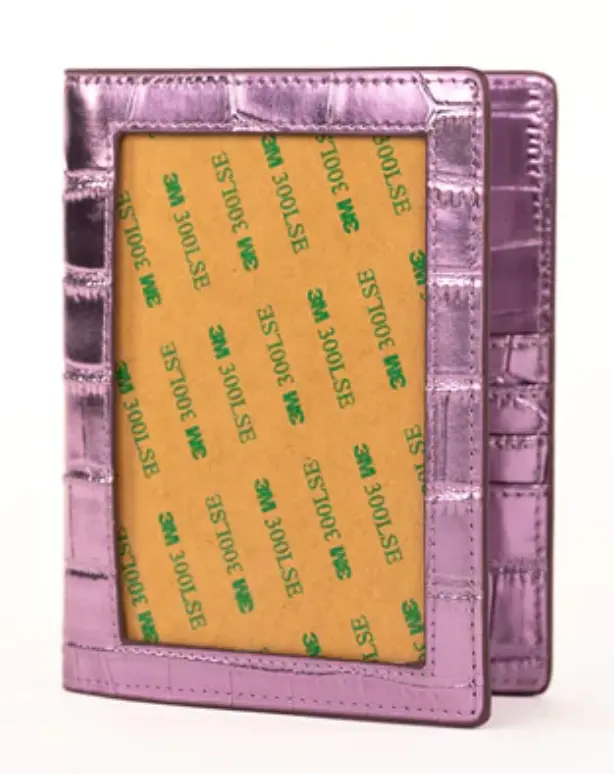 Rachel Barri Passport Cover - Metallic Mauve Embossed Crocodile 1