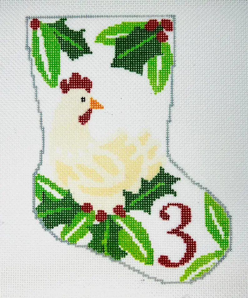 Bs37 Three French Hens Mini Stocking 1