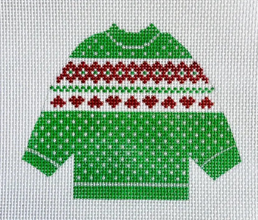 Si1-3 Green And Red Hearts Pullover Sweater 1
