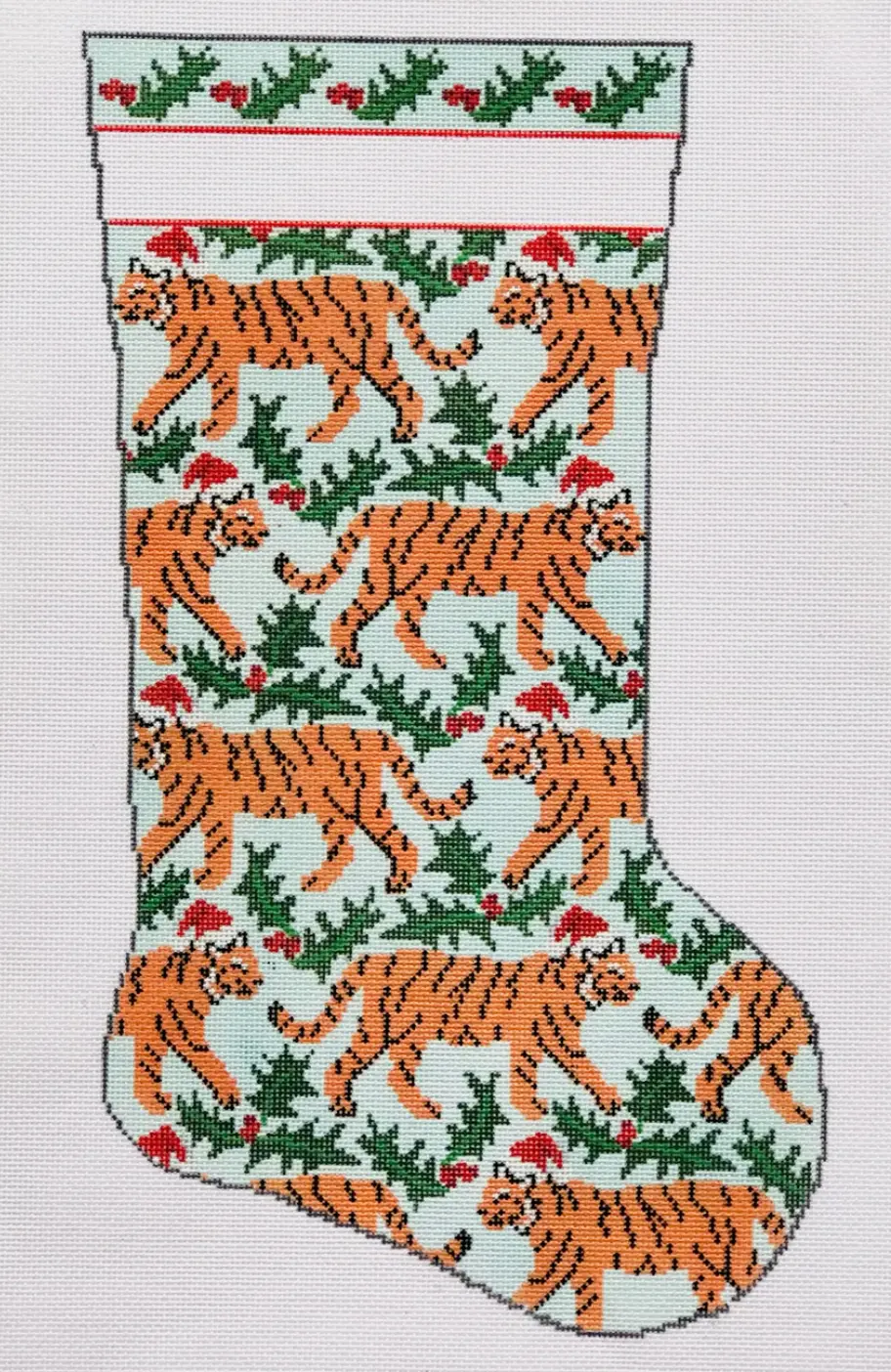 Kcd7604 Tiger And Holly Stocking 1