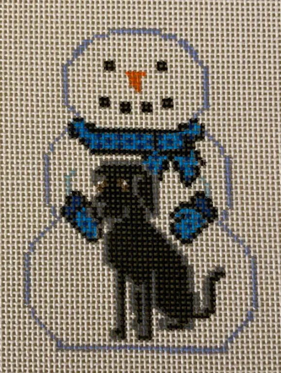 Kcd1420 Snowman With Black Lab 1