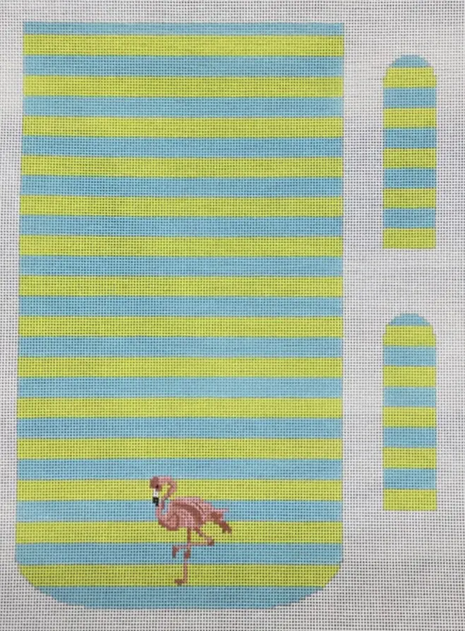 Kcd4120 Flamingo On Stripes Foldover Clutch 1