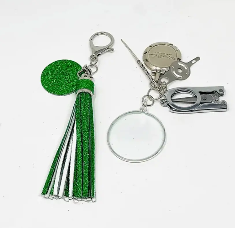 Victoria Whitson Accessory Tassel With Scissors - Green Sparkle 1