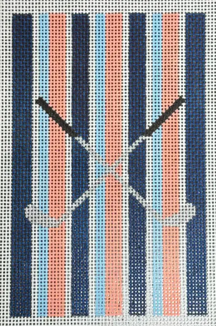 Ydg10 Navy, Blue, And Coral Stripes With Golf Clubs 1