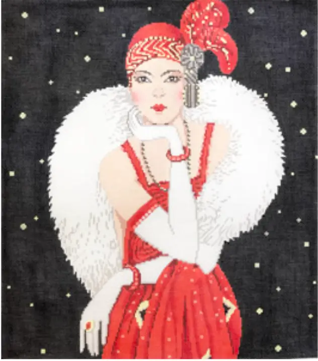 C-562A Art Deco Lady In Red 1