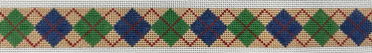 122B Argyle Belt - Camel/Navy/Green 1
