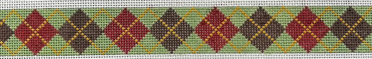122G Argyle Belt - Sage/Red/Brown 1