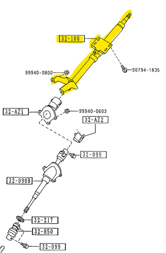 1990-1997 Mazda Miata Steering Column Shock Absorber 1