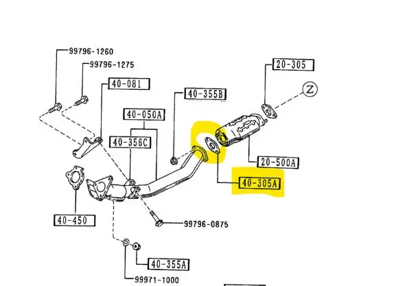 1990-1993 Mazda Miata Exhaust Gasket Post Down Pipe - Pre Cat B322-40-305 1