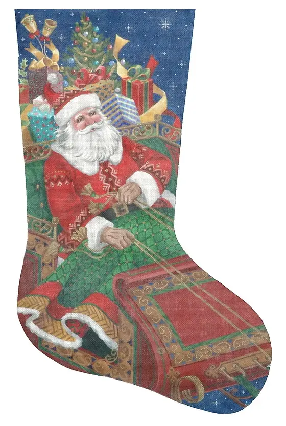 Ttaxs292 Santa's On His Way Stocking 1