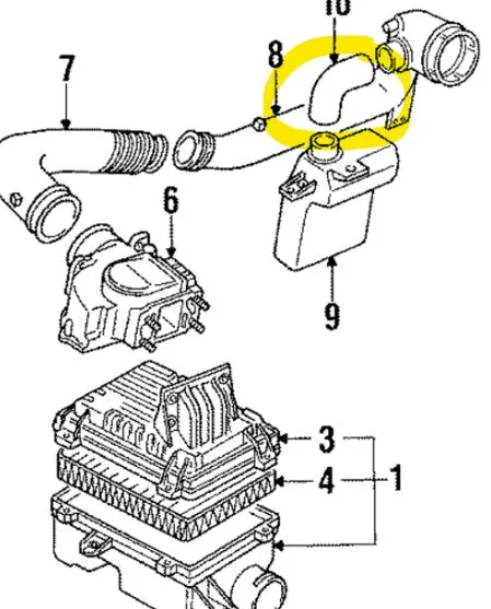 1990-1993 Mazda Miata Intake Tube Hose To Throttle Body B61p-13-206A 1