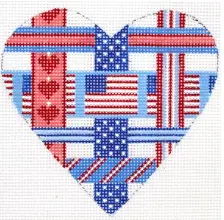 Om-227 Patriotic Woven Ribbon Heart 1