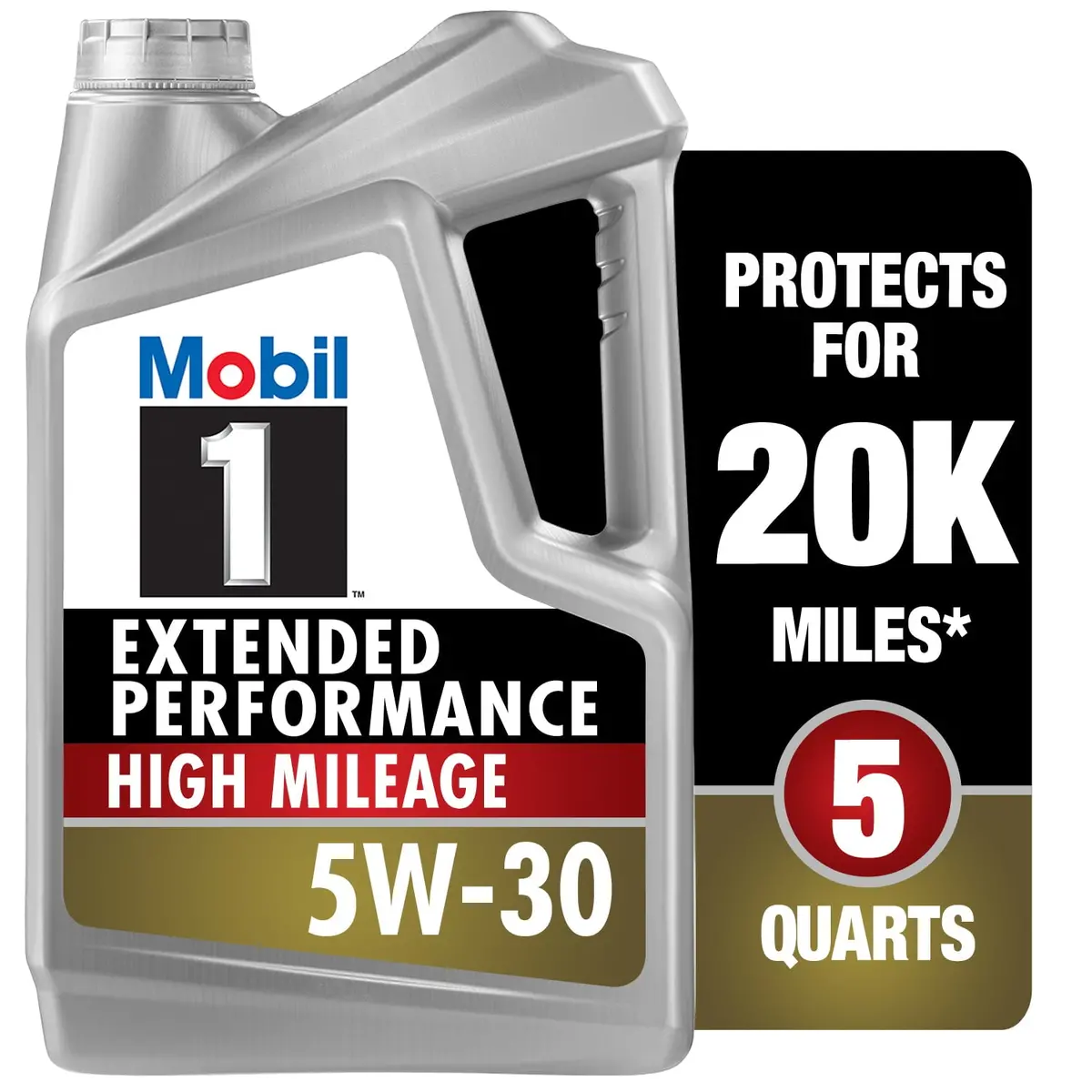 Mobil 1 Extended Performance High Mileage Full Synthetic Motor Oil 5W-30, 5 Quar 1
