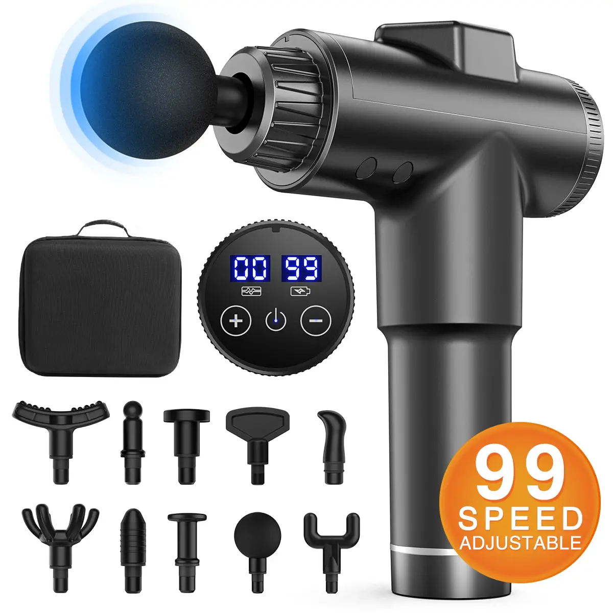 Muscle Massage Gun, Upgraded 99 Adjustable Speeds Handheld 1