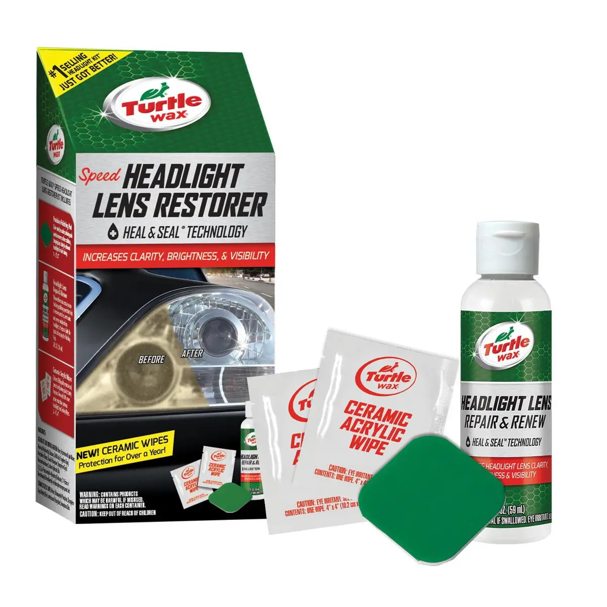 Turtle-Wax New Speed Headlight Lens-Restorer Kit Heal And Seal-Usa 1
