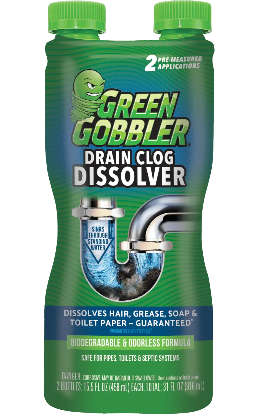 Green Gobbler Dissolve Liquid Hair & Grease Clog Remover / Drain Opener /Cleaner 1