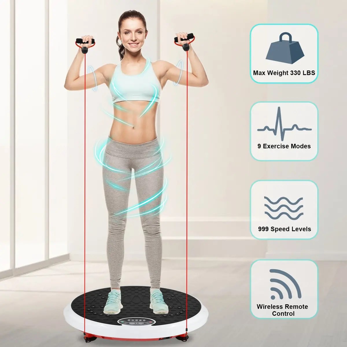 Exercise Vibrate Platform -Whole Body Workout W/ Loop, Remote Control 1