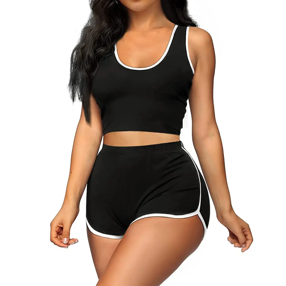 Womens Casual Two Piece Yoga Outfits Sexy Short Sets 4