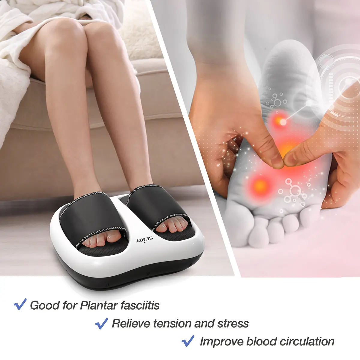 Foot Massager W/ Heat & Air Compression Kneading & Rolling For Muscles Relaxation 1