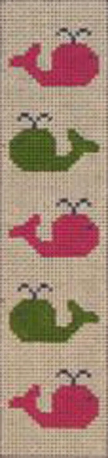 Bkm202 Pink And Green Whales Bookmark/Key Fob 1