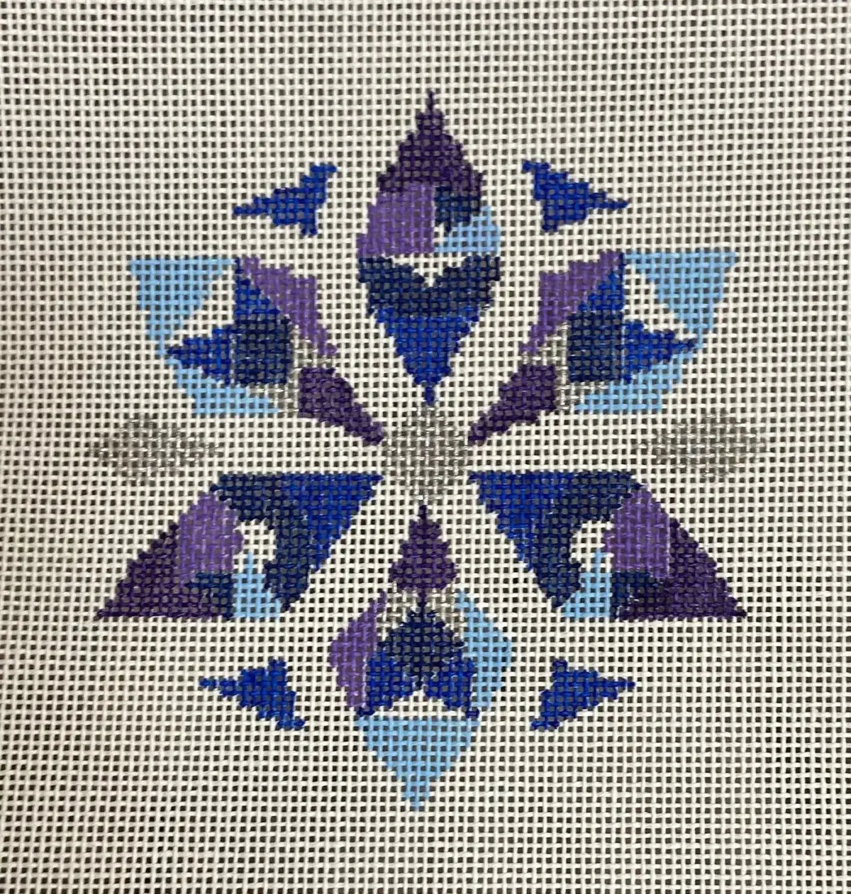 Ll-Orn-03 Blue Geometric Snowflake 1