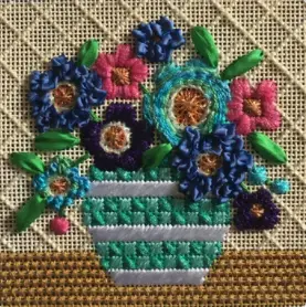 Al-C04 Blue Mod Flowers Coaster Stitch Guide 1