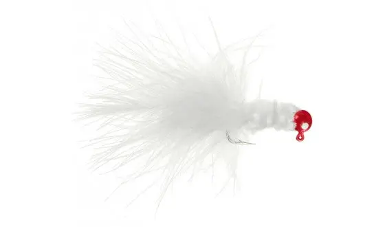 Tiny Tott 1/8Th Ounce Bonito Jig White With Red Head (3Ct) 1